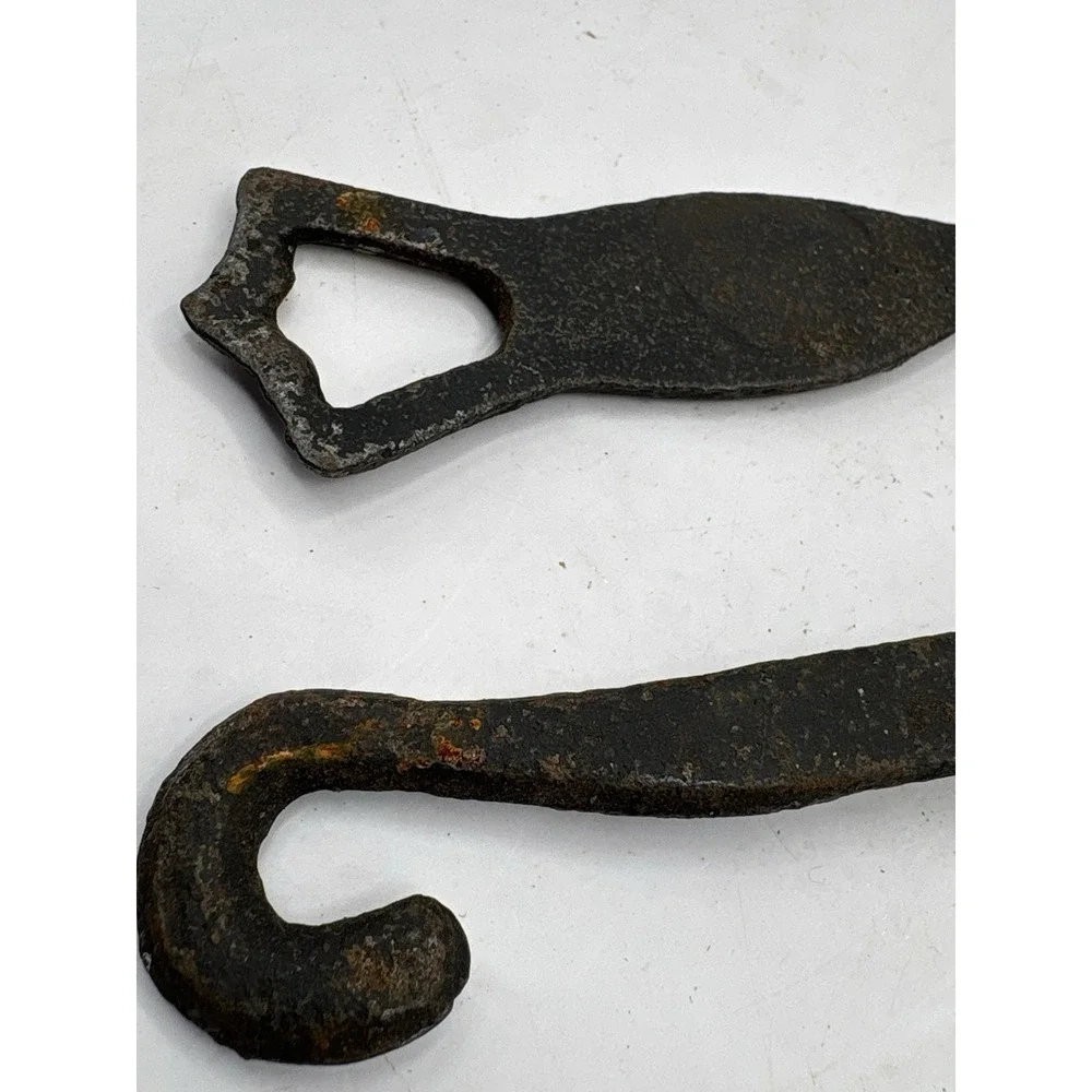 Vintage 4 Piece Cast Iron Kitchen Utensils Hanging Rustic Primitive Patina Farm